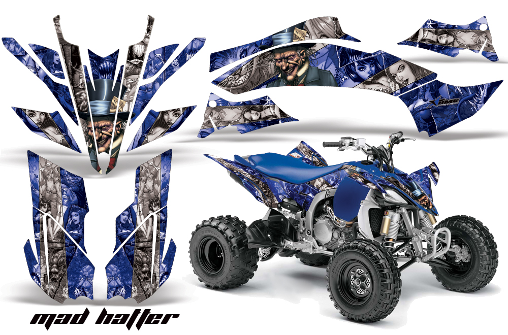 Yamaha YFZ450 2009 Graphics MadHatter BlueSilverstripe